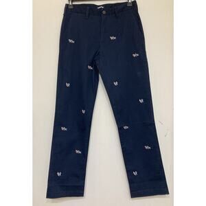 Lands End Men's Traditional Fit Navy Embroidered Rugby Players Chino Pants30x32